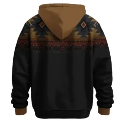 New OUKU Men's Aztec Hoodies Sweatshirt Ethnic Cowboy Long Sleeve Crew Neck Holiday Streetwear Drawstring Fall Winter Designer Brown
