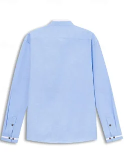 Hot OUKU Men's Band Collar Shirt Dress Shirt Oxford Shirt Wedding Daily Wear White Navy Blue Gray Light Blue Long Sleeve Standing Collar All Seasons Clothing Apparel