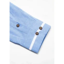 Clearance OUKU Men's Band Collar Shirt Dress Shirt Oxford Shirt Solid / Plain Color Wedding White Blue Gray Light Blue Long Sleeve Standing Collar Spring & Fall Clothing Apparel