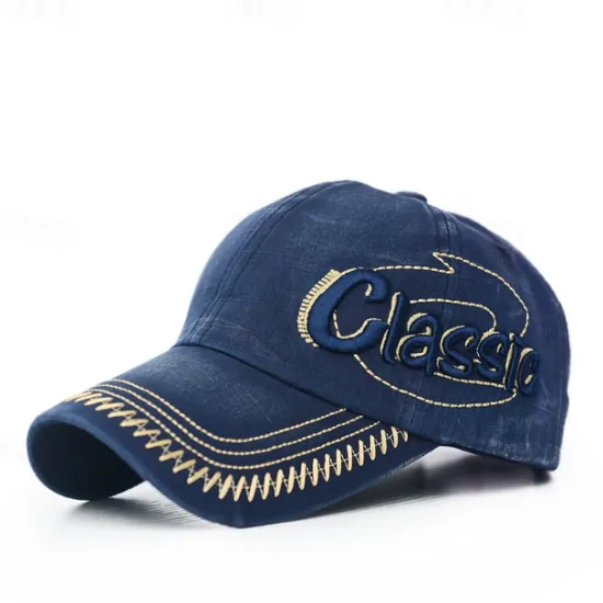Outlet OUKU Men's Baseball Cap Black Blue Cotton Embroidery Washed Travel Beach Outdoor Vacation Plain Adjustable Fashion