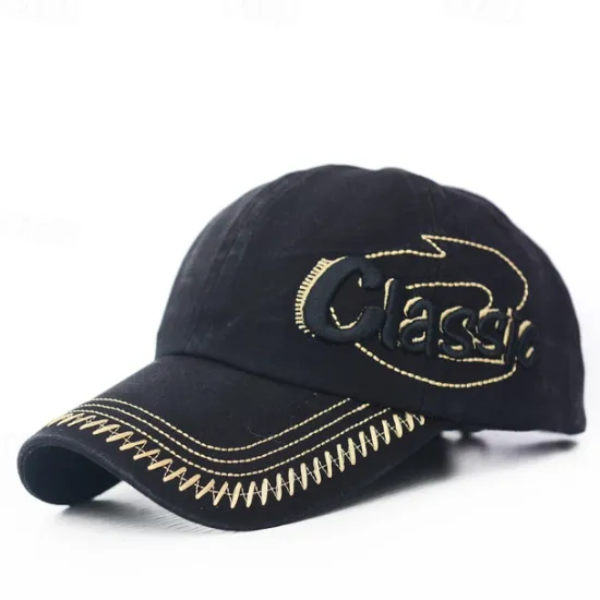 Outlet OUKU Men's Baseball Cap Black Blue Cotton Embroidery Washed Travel Beach Outdoor Vacation Plain Adjustable Fashion