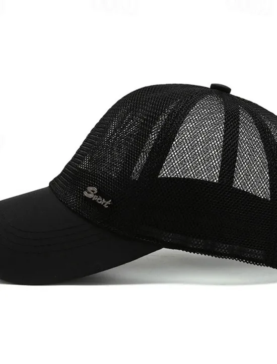 New OUKU Men's Baseball Cap Black Deep Blue Mesh Travel Beach Outdoor Vacation Plain Adjustable Fashion