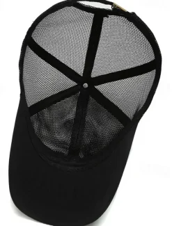 New OUKU Men's Baseball Cap Black Deep Blue Mesh Travel Beach Outdoor Vacation Plain Adjustable Fashion