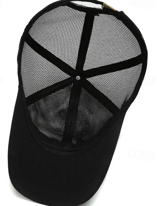 New OUKU Men's Baseball Cap Black Deep Blue Mesh Travel Beach Outdoor Vacation Plain Adjustable Fashion