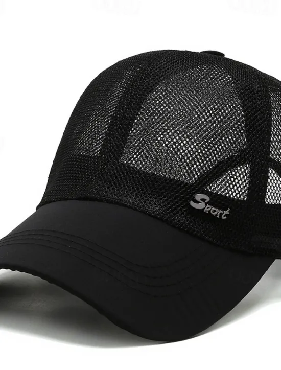 New OUKU Men's Baseball Cap Black Deep Blue Mesh Travel Beach Outdoor Vacation Plain Adjustable Fashion
