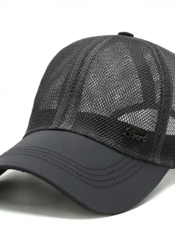 New OUKU Men's Baseball Cap Black Deep Blue Mesh Travel Beach Outdoor Vacation Plain Adjustable Fashion
