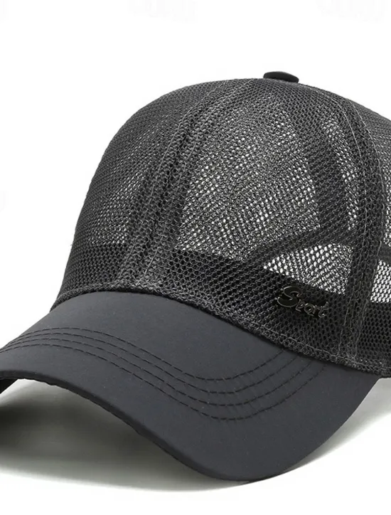 New OUKU Men's Baseball Cap Black Deep Blue Mesh Travel Beach Outdoor Vacation Plain Adjustable Fashion