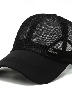 New OUKU Men's Baseball Cap Black Deep Blue Mesh Travel Beach Outdoor Vacation Plain Adjustable Fashion