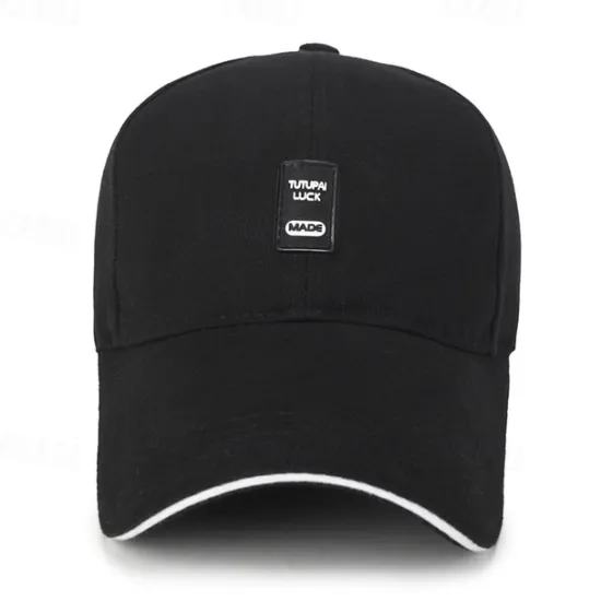 Clearance OUKU Men's Baseball Cap Black White Cotton Travel Beach Outdoor Vacation Plain Adjustable Fashion