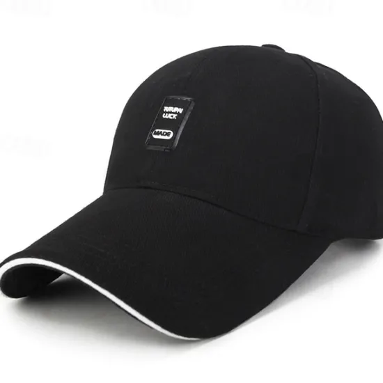 Clearance OUKU Men's Baseball Cap Black White Cotton Travel Beach Outdoor Vacation Plain Adjustable Fashion