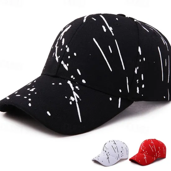 Outlet OUKU Men's Baseball Cap Black White Polyester Travel Beach Outdoor Vacation Graffiti Adjustable Fashion