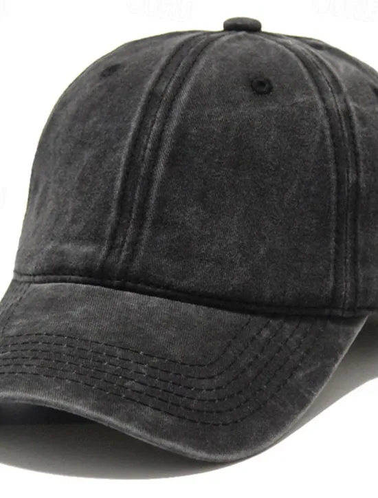Sale OUKU Men's Baseball Cap Black Yellow Cotton Streetwear Stylish Casual Daily Outdoor clothing Holiday Plain Sunscreen