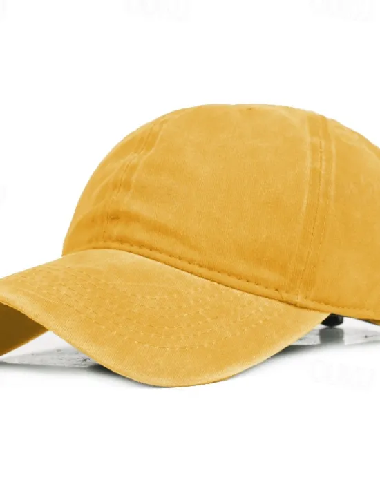 Sale OUKU Men's Baseball Cap Black Yellow Cotton Streetwear Stylish Casual Daily Outdoor clothing Holiday Plain Sunscreen