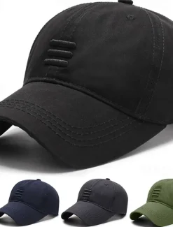 OUKU Men's Baseball Cap Sun Hat Black Blue Cotton Travel Beach Outdoor Vacation Plain Adjustable Fashion Eye Protection