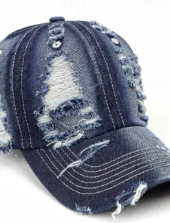 Outlet OUKU Men's Baseball Cap Sun Hat Trucker Hat Black Deep Blue Cotton Ripped Fashion Casual Street Daily Plain Adjustable Sunscreen Breathable