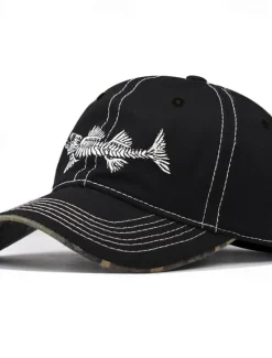 Sale OUKU Men's Baseball Cap Sun Hat Trucker Hat Black Navy Blue Cotton Embroidered Fashion Casual Street Daily Fish Adjustable Sunscreen Breathable