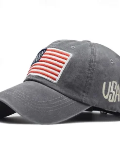 Outlet OUKU Men's Baseball Cap Sun Hat Trucker Hat Black Yellow Cotton Embroidered Fashion Casual Street Daily American US Flag Adjustable Sunscreen Breathable