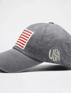 Outlet OUKU Men's Baseball Cap Sun Hat Trucker Hat Black Yellow Cotton Embroidered Fashion Casual Street Daily American US Flag Adjustable Sunscreen Breathable