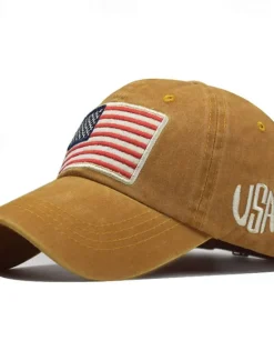 Outlet OUKU Men's Baseball Cap Sun Hat Trucker Hat Black Yellow Cotton Embroidered Fashion Casual Street Daily American US Flag Adjustable Sunscreen Breathable
