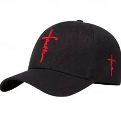Outlet OUKU Men's Baseball Cap Sun Hat Trucker Hat White Black White Acrylic / Cotton Embroidered Fashion Casual Daily Festival Cross Faith Adjustable Sunscreen Breathable