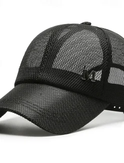 Sale OUKU Men's Baseball Cap Sun Hat Trucker Hat Black Navy Blue Polyester Mesh Fashion Casual Street Daily Plain Adjustable Sunscreen Breathable