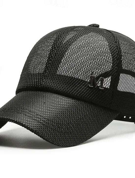 Sale OUKU Men's Baseball Cap Sun Hat Trucker Hat Black Navy Blue Polyester Mesh Fashion Casual Street Daily Plain Adjustable Sunscreen Breathable