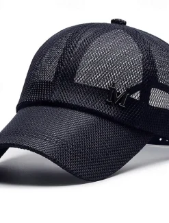 Sale OUKU Men's Baseball Cap Sun Hat Trucker Hat Black Navy Blue Polyester Mesh Fashion Casual Street Daily Plain Adjustable Sunscreen Breathable