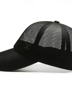 Sale OUKU Men's Baseball Cap Sun Hat Trucker Hat Black Navy Blue Polyester Mesh Fashion Casual Street Daily Plain Adjustable Sunscreen Breathable