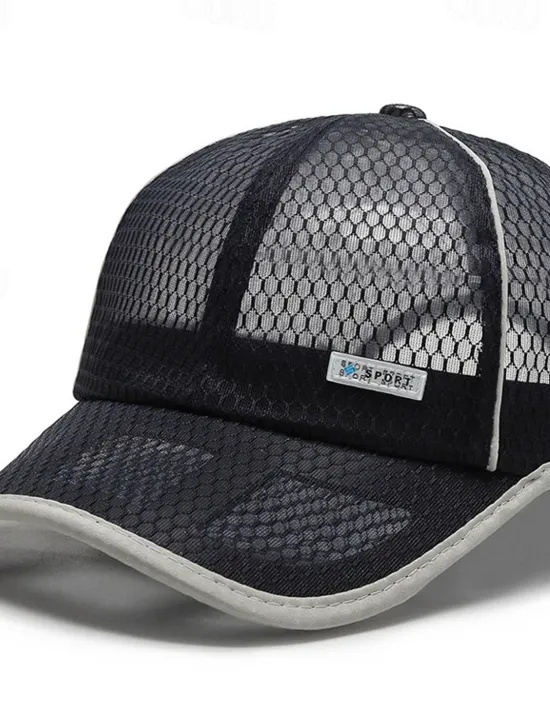 New OUKU Men's Baseball Cap Sun Hat Trucker Hat Mesh Cap Black White Polyester Mesh Fashion Casual Street Daily Plain Adjustable Sunscreen Breathable