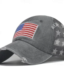 OUKU Men's Baseball Cap Sun Hat Trucker Hat Black Wine Cotton Embroidered Fashion Casual Street Daily American US Flag Adjustable Sunscreen Breathable