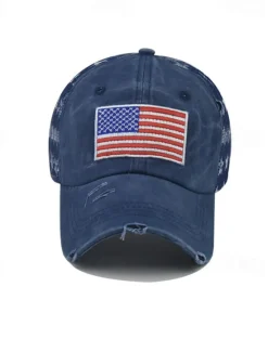 OUKU Men's Baseball Cap Sun Hat Trucker Hat Black Wine Cotton Embroidered Fashion Casual Street Daily American US Flag Adjustable Sunscreen Breathable