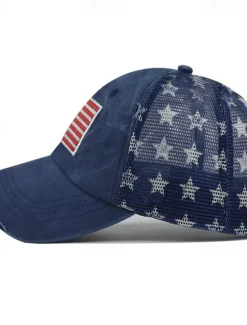 OUKU Men's Baseball Cap Sun Hat Trucker Hat Black Wine Cotton Embroidered Fashion Casual Street Daily American US Flag Adjustable Sunscreen Breathable