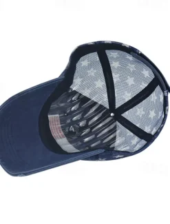 OUKU Men's Baseball Cap Sun Hat Trucker Hat Black Wine Cotton Embroidered Fashion Casual Street Daily American US Flag Adjustable Sunscreen Breathable