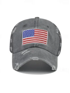 OUKU Men's Baseball Cap Sun Hat Trucker Hat Black Wine Cotton Embroidered Fashion Casual Street Daily American US Flag Adjustable Sunscreen Breathable