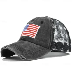 Clearance OUKU Men's Baseball Cap Sun Hat Trucker Hat Mesh Cap Black Wine Cotton Adjustable Fashion Daily Wear Festival Stars National Flag Casual / Daily