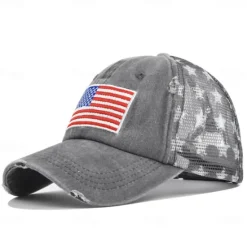 Clearance OUKU Men's Baseball Cap Sun Hat Trucker Hat Mesh Cap Black Wine Cotton Adjustable Fashion Daily Wear Festival Stars National Flag Casual / Daily