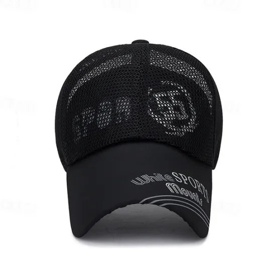 Best OUKU Men's Baseball Cap Sun Hat Sports Cap Black White Polyester Long Visor Brim Travel Refreshing Beach Outdoor Vacation Letter Printed Adjustable