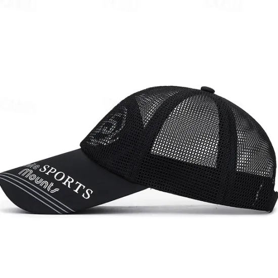 Best OUKU Men's Baseball Cap Sun Hat Sports Cap Black White Polyester Long Visor Brim Travel Refreshing Beach Outdoor Vacation Letter Printed Adjustable