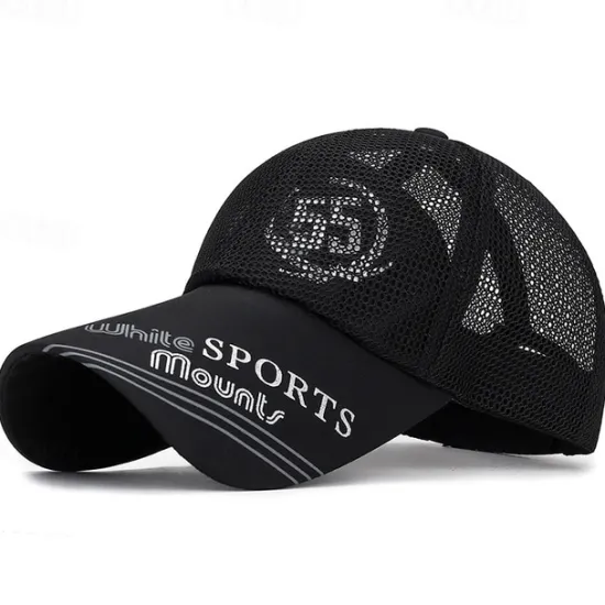 Best OUKU Men's Baseball Cap Sun Hat Sports Cap Black White Polyester Long Visor Brim Travel Refreshing Beach Outdoor Vacation Letter Printed Adjustable