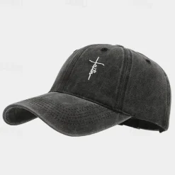 OUKU Men's Baseball Cap Sun Hat Trucker Hat Black White Cotton Embroidered Fashion Casual Daily Festival Cross Faith Sunscreen Breathable