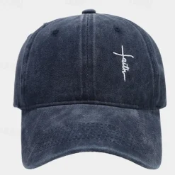OUKU Men's Baseball Cap Sun Hat Trucker Hat Black White Cotton Embroidered Fashion Casual Daily Festival Cross Faith Sunscreen Breathable