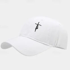 OUKU Men's Baseball Cap Sun Hat Trucker Hat Black White Cotton Embroidered Fashion Casual Daily Festival Cross Faith Sunscreen Breathable