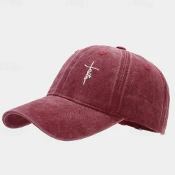 OUKU Men's Baseball Cap Sun Hat Trucker Hat Black White Cotton Embroidered Fashion Casual Daily Festival Cross Faith Sunscreen Breathable