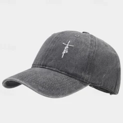OUKU Men's Baseball Cap Sun Hat Trucker Hat Black White Cotton Embroidered Fashion Casual Daily Festival Cross Faith Sunscreen Breathable