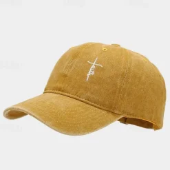 OUKU Men's Baseball Cap Sun Hat Trucker Hat Black White Cotton Embroidered Fashion Casual Daily Festival Cross Faith Sunscreen Breathable