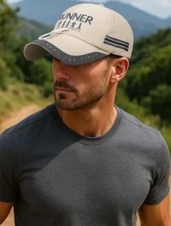 Clearance OUKU Men's Baseball Cap Trucker Hat Black Red Polyester Reflective Strip Travel Beach Outdoor Vacation Plain Adjustable Windproof