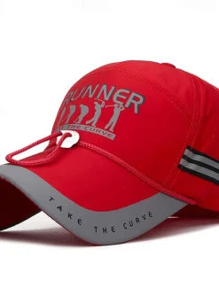 Clearance OUKU Men's Baseball Cap Trucker Hat Black Red Polyester Reflective Strip Travel Beach Outdoor Vacation Plain Adjustable Windproof