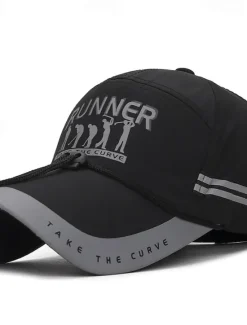 Clearance OUKU Men's Baseball Cap Trucker Hat Black Red Polyester Reflective Strip Travel Beach Outdoor Vacation Plain Adjustable Windproof