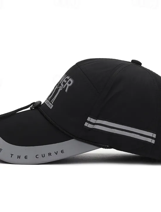 Clearance OUKU Men's Baseball Cap Trucker Hat Black Red Polyester Reflective Strip Travel Beach Outdoor Vacation Plain Adjustable Windproof