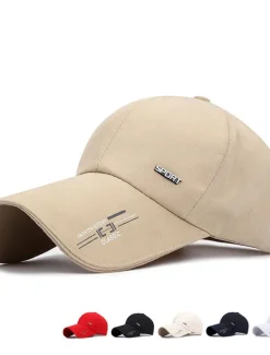 Clearance OUKU Men's Baseball Cap Trucker Hat Black Red Polyester Travel Beach Outdoor Vacation Plain Adjustable Sunscreen Breathable Fashion